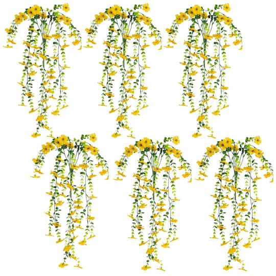 Michaels, 30" UV Resistant Artificial Daisy Hanging Bushes, 6ct. – Category: Potted Plants